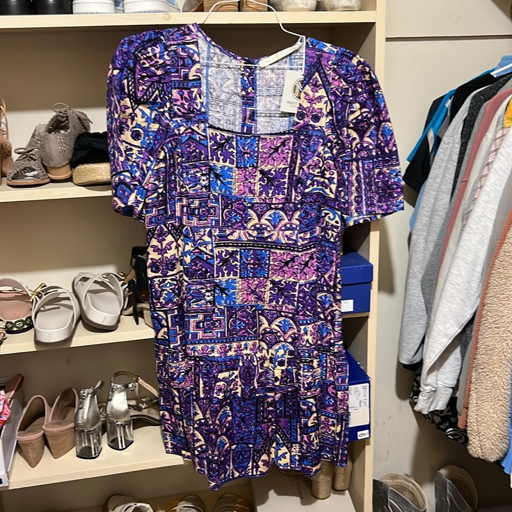 Purple Patterned Women's Dress by Marie Oliver - temma dress - Picture 2 of 4